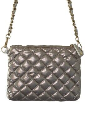 Lemonbella Quilted Chain Strap Crossbody Bag Small Removable Strap Neutral